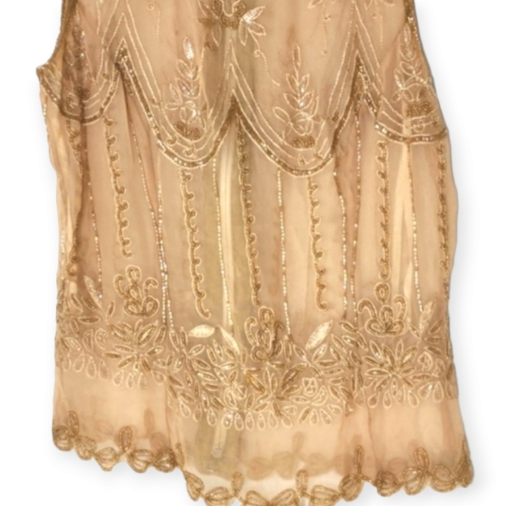 Kenneth Cole top pure silk gold heavily emroidered diamantes size 8 - Picture 4 of 16